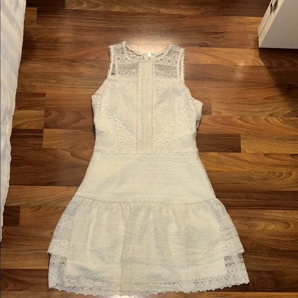 Parker White Pleated Tiered Halter Mini Dress | Size XS - Picture 1 of 4